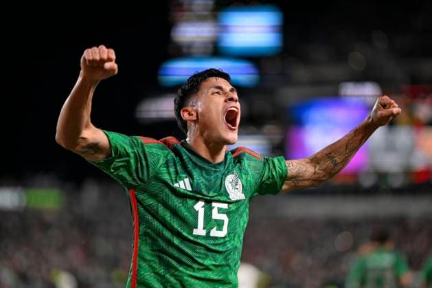 18.10.2023, Fussball Nationalteams Freundschaftsspiele 2023, Länderspiel, Mexico - Deutschland, im Lincoln Financial Field (Philadelphia, PA), Torjubel Uriel Antuna (Mexiko)