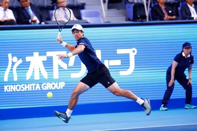October 18, 2023, Tokyo, Japan: Mackenzie MCDONALD (USA) hits a return against Tommy PAUL (USA) during their singles match on the third day of the Kinoshita Group Japan Open Tennis Championships 2023 at the Ariake Coliseum. This is the longest-running ATP, Tennis Herren Tour tournament in Asia, first held in 1972. The tournament runs from October 16 to 22. Paul won 6-4, 6-2. Tokyo Japan - ZUMAm191 20231018_aap_m191_043 Copyright: xRodrigoxReyesxMarinx
