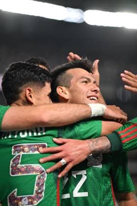18.10.2023, Fussball Nationalteams Freundschaftsspiele 2023, Länderspiel, Mexico - Deutschland, im Lincoln Financial Field (Philadelphia, PA), Torjubel Hirving Lozano (re, Mexiko).