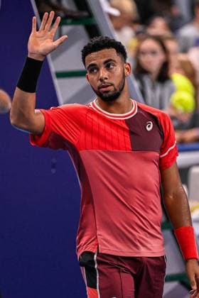 French Arthur Fils celebrates after winning a second round match at the European Open Tennis ATP, Tennis Herren tournament, in Antwerp, Wednesday 18 October 2023. LAURIExDIEFFEMBACQ  x77989058x