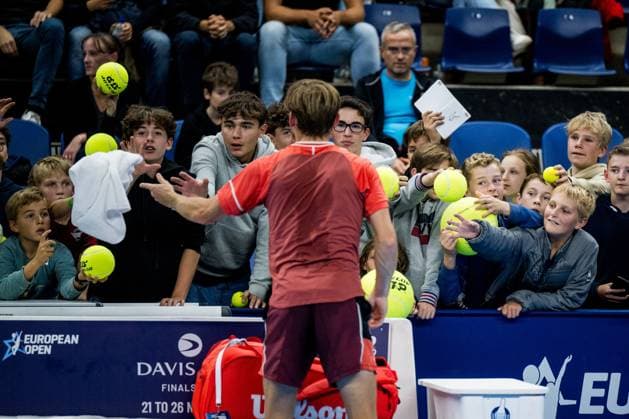 Belgian David Goffin pictured after a second round match between French Mpetshi Perricard and Belgian Goffin at the European Open Tennis ATP, Tennis Herren tournament, in Antwerp, Wednesday 18 October 2023. JASPERxJACOBS  x77995008x