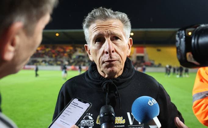 VCL s Claude Puel pictured before a gala soccer game between Variety Club France with various personnalities and a team of Calais, for Les Pieces Jaunes association, Wednesday 18 October 2023, in Calais, France. Belgian Hazard announced last week his retirement. VIRGINIExLEFOUR  x77996564x