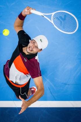 French Gregoire Barrerre pictured in action during a second round match at the European Open Tennis ATP, Tennis Herren tournament, in Antwerp, Wednesday 18 October 2023. JASPERxJACOBS  x77997048x