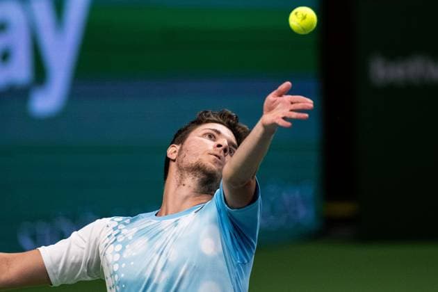 231018 Miomir Kecmanovic of Serbia during day 5 of the Nordic Open tennis tournament on October 18, 2023 in Stockholm. Photo: Emma Wallskog BILDBYRAN COP 320 EW0271 tennis nordic open dag 5 bbeng Copyright: EMMAxWALLSKOG BB231018EW100