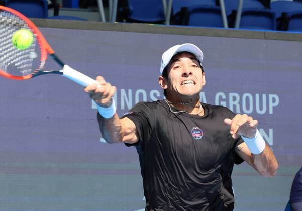 October 19, 2023, Tokyo, Japan - Cristian Garin of Chile returns the ball against Alexei Popyrin of Australia during the second round match of the Japan Open tennis championships at the Ariake Colosseum in Tokyo on Thursday, October 19, 2023. (photo by Yoshio Tsunoda AFLO) Noxthirdxpartyxsales  (0309204106st)