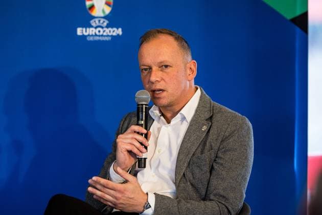 Pressekonferenz zur Bekanntgabe der Partnerschaft zwischen VDV und EURO 2024 GmbH; 19.10.2023 Markus Stenger, Geschaeftsfuehrer EURO 2024 GmbH Pressekonferenz zur Bekanntgabe der Partnerschaft zwischen VDV und EURO 2024 GmbH, Koeln, RheinEnergieStadion am 19.10.2023 Copyright: xBEAUTIFULxSPORTS Wunderlx