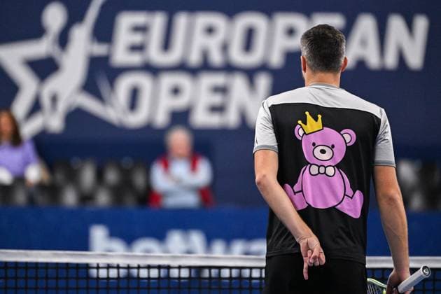 Adam Pavlasek pictured during a doubles quarter final match at the European Open Tennis ATP, Tennis Herren tournament, in Antwerp, Thursday 19 October 2023. LAURIExDIEFFEMBACQ  x78032559x