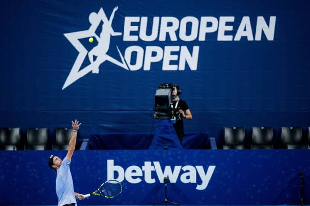 German Maximilian Marterer pictured in action during a singles second round match at the European Open Tennis ATP, Tennis Herren tournament, in Antwerp, Thursday 19 October 2023. JASPERxJACOBS  x78038076x