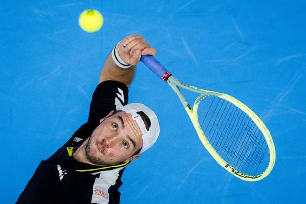 German Jan-Lennard Struff pictured in action during a singles second round match at the European Open Tennis ATP, Tennis Herren tournament, in Antwerp, Thursday 19 October 2023. JASPERxJACOBS  x78041575x
