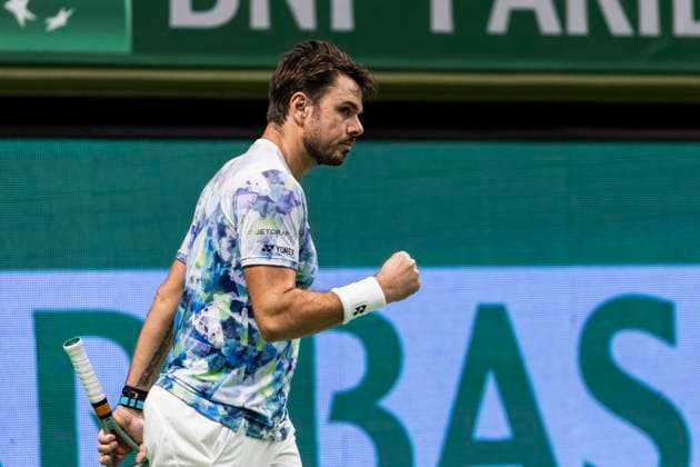 231019 Stan Wawrinka of Switzerland celebrates during day 6 of the Nordic Open tennis tournament on October 19, 2023 in Stockholm. Photo: Michael Campanella BILDBYRAN COP 313 MC0068 tennis nordic open day 6 bbeng jubel Copyright: MICHAELxCAMPANELLA BB231019MC001