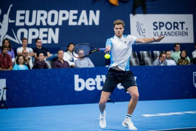 German Yannick Hanfmann pictured in action during a singles second round match at the European Open Tennis ATP, Tennis Herren tournament, in Antwerp, Thursday 19 October 2023. JASPERxJACOBS  x78057961x