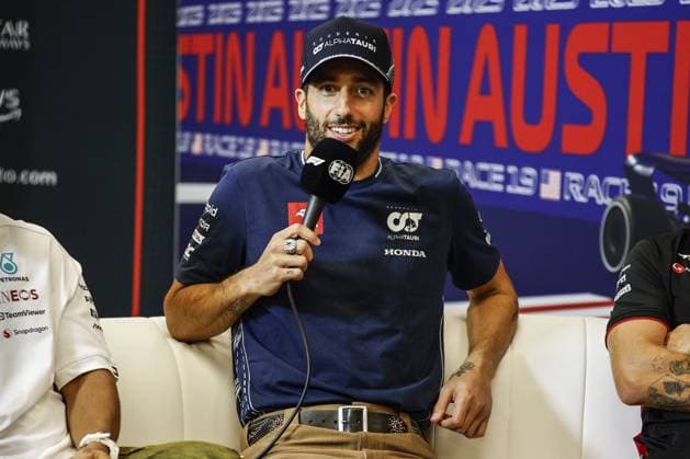 RICCIARDO Daniel (aus), Scuderia AlphaTauri AT04, portrait press conference, PK, Pressekonferenz during the 2023 Formula 1 Lenovo United States Grand Prix, 18th round of the 2023 Formula One World Championship, WM, Weltmeisterschaft from October 20 to 22, 2023 on the Circuit of The Americas, in Austin, USA - F1 - US GRAND PRIX 2023 DPPI Panoramic __R3_0570