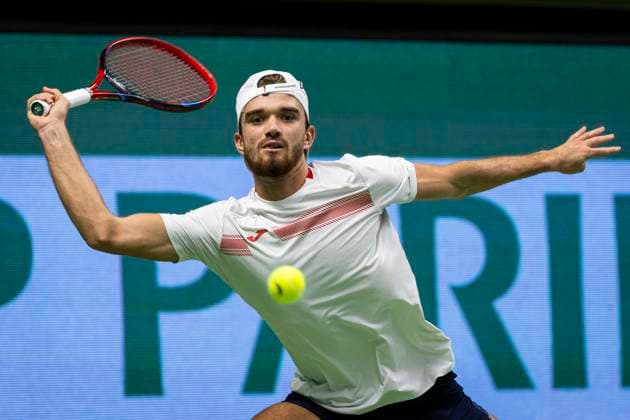 Sport Bilder des Tages 231019 Tomas Machac of the Czech Republic during day 6 of the Nordic Open tennis tournament on October 19, 2023 in Stockholm. Photo: Michael Campanella BILDBYRAN COP 313 MC0068 tennis nordic open day 6 bbeng Copyright: MICHAELxCAMPANELLA BB231019MC091