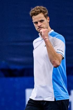 German Yannick Hanfmann celebrates during a singles second round match at the European Open Tennis ATP, Tennis Herren tournament, in Antwerp, Thursday 19 October 2023. LAURIExDIEFFEMBACQ  x78063550x