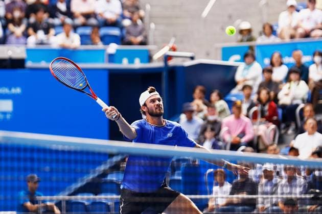October 20, 2023, Tokyo, Japan: Tommy PAUL (USA) hits a return against Ben SHELTON (USA) during their singles quarter-final match of the Kinoshita Group Japan Open Tennis Championships 2023 at the Ariake Coliseum. This is the longest-running ATP, Tennis Herren Tour tournament in Asia, first held in 1972. The tournament runs from October 16 to 22. Tokyo Japan - ZUMAm191 20231020_aap_m191_013 Copyright: xRodrigoxReyesxMarinx