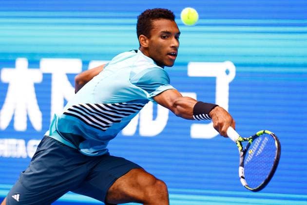 October 20, 2023, Tokyo, Japan: Felix AUGER-ALIASSIME (CAN) hits a return against Marcos GIRON (USA) during their singles quarter-final match of the Kinoshita Group Japan Open Tennis Championships 2023 at the Ariake Coliseum. This is the longest-running ATP, Tennis Herren Tour tournament in Asia, first held in 1972. The tournament runs from October 16 to 22. Giron won 6-1, 6-4. Tokyo Japan - ZUMAm191 20231020_aap_m191_038 Copyright: xRodrigoxReyesxMarinx