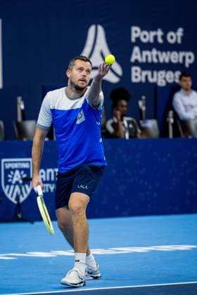 Adam Pavlasek pictured in action during a singles second round match at the European Open Tennis ATP, Tennis Herren tournament, in Antwerp, Thursday 19 October 2023. LAURIExDIEFFEMBACQ  x78099235x