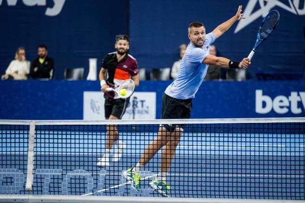 Lloyed Glasspool pictured in action during a singles second round match at the European Open Tennis ATP, Tennis Herren tournament, in Antwerp, Thursday 19 October 2023. LAURIExDIEFFEMBACQ  x78098770x