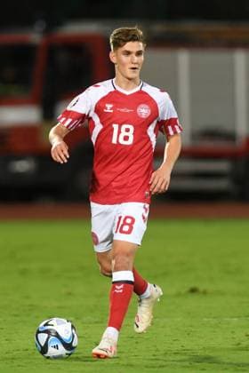 ELIAS JELERT, UEFA EURO, EM, Europameisterschaft,Fussball 2024 Qualifying, San Marino-Denmark 1-2, Azione, Action, Single Shot UEFA QUALIFICAZIONI EURO 2024 SAN MARINO-DANIMARCA 1-2
