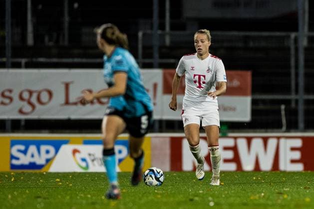 GOOGLE PIXEL Frauen Bundesliga: 1. FC Koeln - Bayer 04 Leverkusen; 20.10.2023 Celina Degen (1. FC Koeln, 5) GOOGLE PIXEL Frauen Bundesliga, 1. FC Koeln - Bayer 04 Leverkusen, Koeln, Franz-Kremer-Stadion am 20.10.2023 DFB REGULATIONS PROHIBIT ANY USE OF PHOTOGRAPHS AS IMAGE SEQUENCES AND OR QUASI-VIDEO. Copyright: xBEAUTIFULxSPORTS Wunderlx