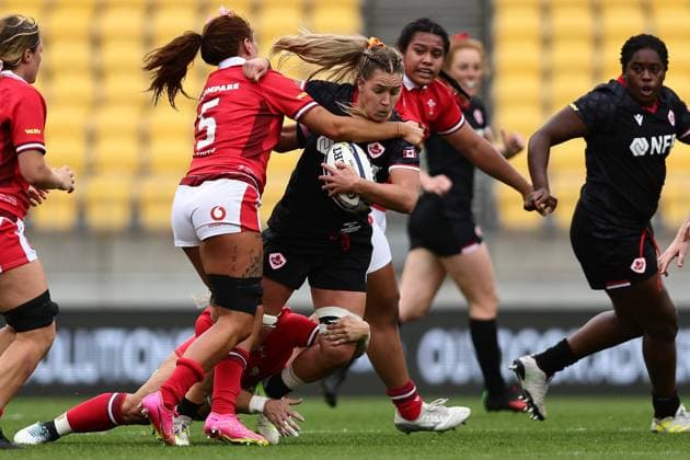 WXV1 rugby match between Canada and Wales Sara Svoboda of Canada during the WXV1 rugby match between Canada and Wales at Sky Stadium in Wellington, New Zealand on Saturday October 21, 2023. Wellington Sky Stadium Wellington New Zealand Copyright: xAaronxGillionsx 20231021wxv1g2_033