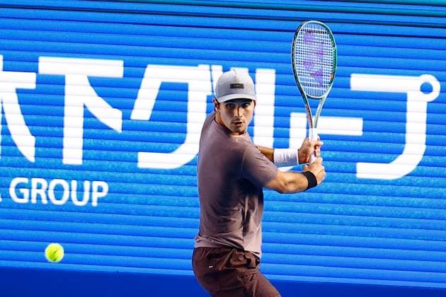 October 21, 2023, Tokyo, Japan: Marcos GIRON (USA) hits a return against Ben SHELTON (USA) during their singles semi-final match of the Kinoshita Group Japan Open Tennis Championships 2023 at the Ariake Coliseum. This is the longest-running ATP, Tennis Herren Tour tournament in Asia, first held in 1972. The tournament runs from October 16 to 22. Tokyo Japan - ZUMAm191 20231021_aap_m191_003 Copyright: xRodrigoxReyesxMarinx