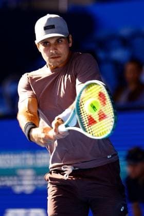 October 21, 2023, Tokyo, Japan: Marcos GIRON (USA) hits a return against Ben SHELTON (USA) during their singles semi-final match of the Kinoshita Group Japan Open Tennis Championships 2023 at the Ariake Coliseum. This is the longest-running ATP, Tennis Herren Tour tournament in Asia, first held in 1972. The tournament runs from October 16 to 22. Tokyo Japan - ZUMAm191 20231021_aap_m191_018 Copyright: xRodrigoxReyesxMarinx