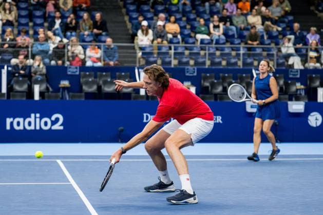 European Open tournament director Dick Norman and Sabine Appelmans pictured in action during the European Open Tennis ATP, Tennis Herren tournament, in Antwerp, Saturday 21 October 2023. JASPERxJACOBS  x78176022x