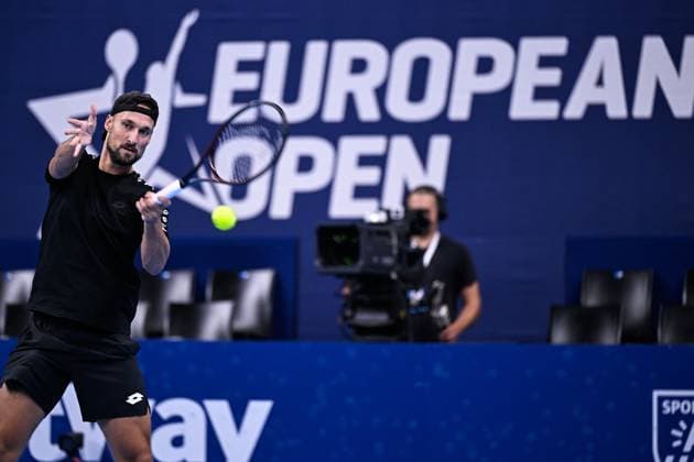Belgian assistant coach Ruben Bemelmans pictured in action during the European Open Tennis ATP, Tennis Herren tournament, in Antwerp, Saturday 21 October 2023. LAURIExDIEFFEMBACQ  x78179170x