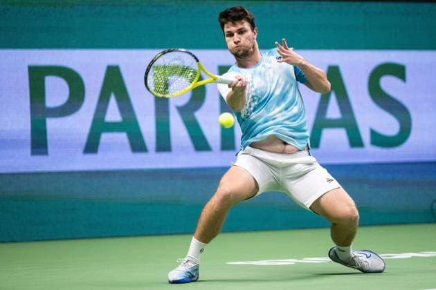 231021 Miomir Kecmanovic of Serbia during day 8 of the Nordic Open tennis tournament on October 21, 2023 in Stockholm. Photo: Emma Wallskog BILDBYRAN COP 320 EW0274 tennis nordic open day 8 bbeng Copyright: EMMAxWALLSKOG BB231021EW041