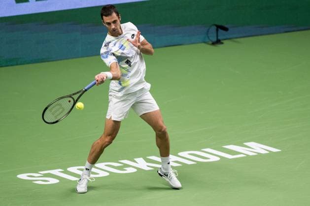 231021 Laslo Djere of Serbia during day 8 of the Nordic Open tennis tournament on October 21, 2023 in Stockholm. Photo: Emma Wallskog BILDBYRAN COP 320 EW0274 tennis nordic open day 8 bbeng Copyright: EMMAxWALLSKOG BB231021EW048