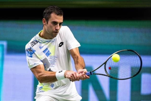 231021 Laslo Djere of Serbia during day 8 of the Nordic Open tennis tournament on October 21, 2023 in Stockholm. Photo: Emma Wallskog BILDBYRAN COP 320 EW0274 tennis nordic open day 8 bbeng Copyright: EMMAxWALLSKOG BB231021EW061