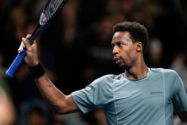 231021 Gael Monfils of France celebrates during day 8 of the Nordic Open tennis tournament on October 21, 2023 in Stockholm. Photo: Emma Wallskog BILDBYRAN COP 320 EW0274 tennis nordic open day 8 bbeng jubel Copyright: EMMAxWALLSKOG BB231021EW064