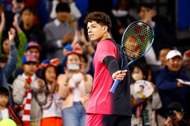 October 22, 2023, Tokyo, Japan: Ben SHELTON (USA) celebrates after winning against Aslan KARATSEV (RUS) the singles final match of the Kinoshita Group Japan Open Tennis Championships 2023 at the Ariake Coliseum. This is the longest-running ATP, Tennis Herren Tour tournament in Asia, first held in 1972. The tournament runs from October 16 to 22. Shelton won 7-5, 6-1. Tokyo Japan - ZUMAm191 20231022_aap_m191_038 Copyright: xRodrigoxReyesxMarinx