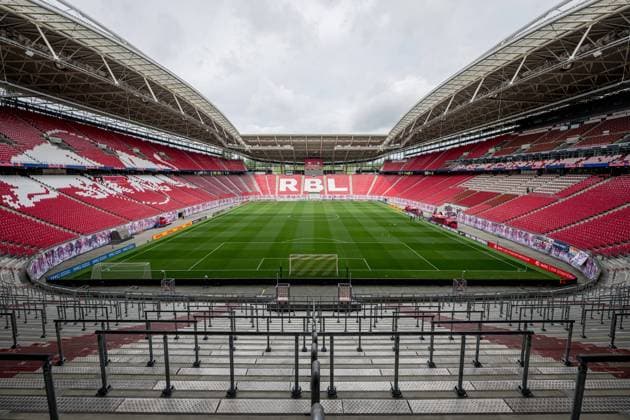 Innenansicht der Red Bull Arena. Fussball 1. Frauen Bundesliga, 4. Spieltag: RB Leipzig - VfL Wolfsburg 0:2. 15. Oktober 2023: Leipzig, Red Bull Arena. RB Leipzig - VfL Wolfsburg 0:2