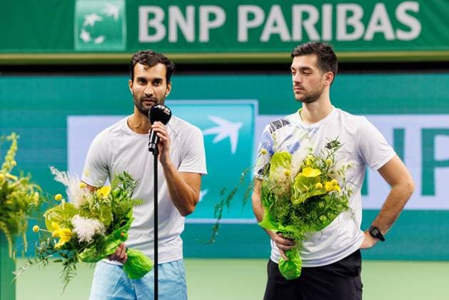231022 Yuki Bhambri of India and Julian Cash of Great Britain during day 9 of the Nordic Open tennis tournament on October 22, 2023 in Stockholm. Photo: Michael Campanella BILDBYRAN COP 313 MC0070 tennis nordic open day 9 finals bbeng Copyright: MICHAELxCAMPANELLA BB231022MC030
