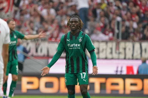 Fussball, 1.BL Saison 2023 2024,1.FC Köln- Borussia Mönchengladbach , 22.10.2023, Rheinenergiestadion Köln Manu Kone Borussia Mönchengladbach , Aktion, Einzelbild *** Football, 1 BL season 2023 2024,1 FC Köln Borussia Mönchengladbach , 22 10 2023, Rheinenergiestadion Köln Manu Kone Borussia Mönchengladbach , action, single picture