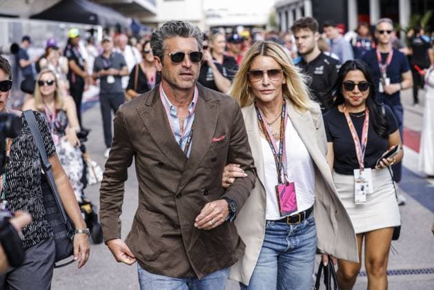 Patrick Galen Dempsey and Jillian Fink portrait during the 2023 Formula 1 Lenovo United States Grand Prix, 18th round of the 2023 Formula One World Championship, WM, Weltmeisterschaft from October 20 to 22, 2023 on the Circuit of The Americas, in Austin, USA - F1 - US GRAND PRIX 2023 - RACE DPPI Panoramic  00123041__R5_1688