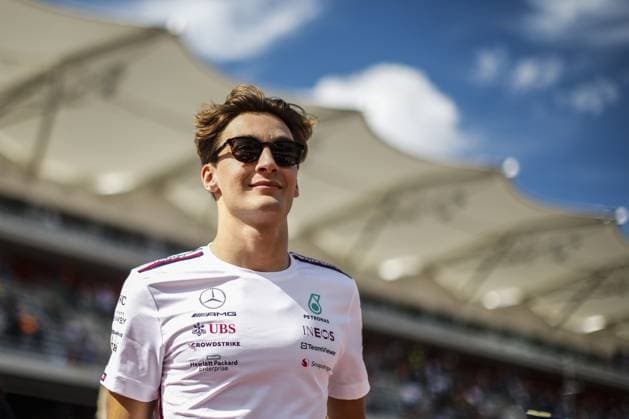 RUSSELL George (gbr), Mercedes AMG F1 Team W14, portrait during the 2023 Formula 1 Lenovo United States Grand Prix, 18th round of the 2023 Formula One World Championship, WM, Weltmeisterschaft from October 20 to 22, 2023 on the Circuit of The Americas, in Austin, USA - F1 - US GRAND PRIX 2023 - RACE DPPI Panoramic  00123041__R3_2583
