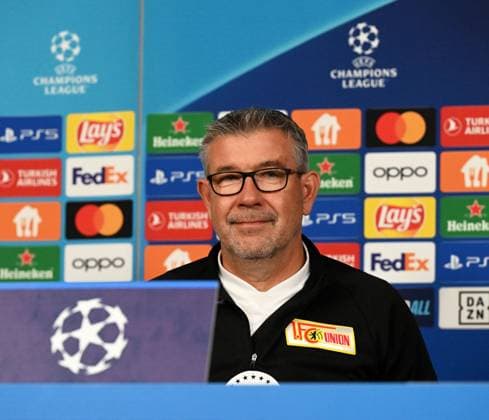 Fussball, Herren, Saison 2023 2024, Champions League, Pressekonferenz des 1. FC Union Berlin im Stadion An der Alten Försterei am Tag vor dem Spiel gegen die SSC Neapel, Trainer Urs Fischer (1. FC Union Berlin), 23.10. 2023, Copyright: xMatthiasxKochx