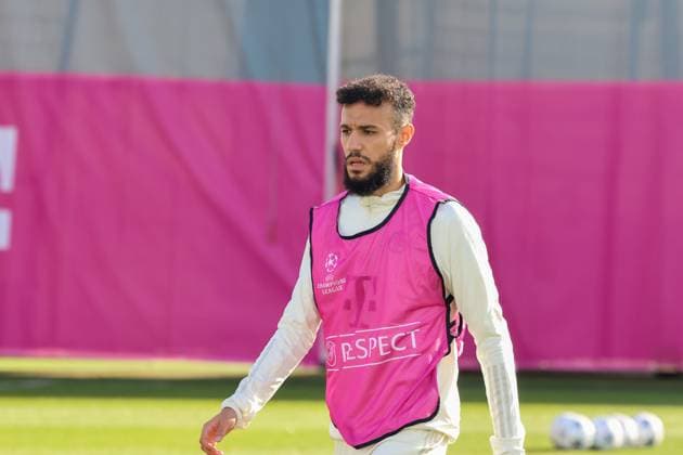 Noussair Mazraoui (FC Bayern Muenchen, 40) mit UEFA Champions Leage Respect Leibchen, Abschlusstraining. FC Bayern Muenchen, Fussball, Saison 23 24, 23.10.2023, Abschlusstraining. FC Bayern Muenchen, Fussball, Saison 23 24, 23.10.2023 Muenchen Copyright: xEibner-Pressefoto JennixMaulx EP_JML