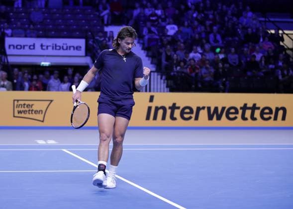 TENNIS - ATP, Tennis Herren Erste Bank Open VIENNA,AUSTRIA,23.OCT.23 - TENNIS - ATP World Tour, Erste Bank Open. Image shows the rejoicing of J.J. Wolf (USA).  GEPAxpictures xWalterxLuger