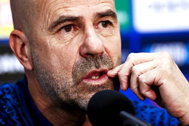 LENS - PSV Eindhoven coach Peter Bosz during the MD-1 press conference, PK, Pressekonferenz prior to the UEFA Champions League group B match against RC Lens at the Stade Bollaert-Delelis on October 23, 2023 in Lens, France. ANP MAURICE VAN STEEN UEFA Champions League MD-1 2023 2024 xVIxANPxSportx xxANPxIVx 481915191 originalFilename: 481915191.jpg