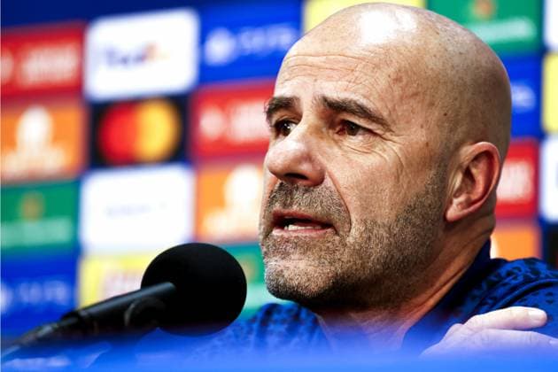 LENS - PSV Eindhoven coach Peter Bosz during the MD-1 press conference, PK, Pressekonferenz prior to the UEFA Champions League group B match against RC Lens at the Stade Bollaert-Delelis on October 23, 2023 in Lens, France. ANP MAURICE VAN STEEN UEFA Champions League MD-1 2023 2024 xVIxANPxSportx xxANPxIVx 481915269 originalFilename: 481915269.jpg