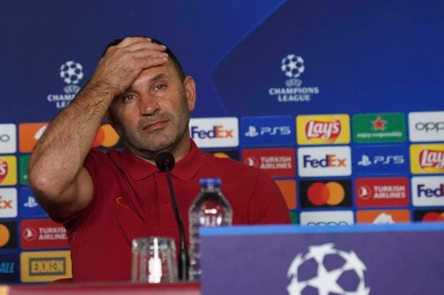 Coach Okan Buruk of Galatasaray during the press conference, PK, Pressekonferenz the day before the UEFA Champions League match between Galatasaray and Bayern Munich on October 24 , 2023 at Rams Park October 23 , 2023 in Istanbul, Turkey. ( Photo by Seskimphoto ) 