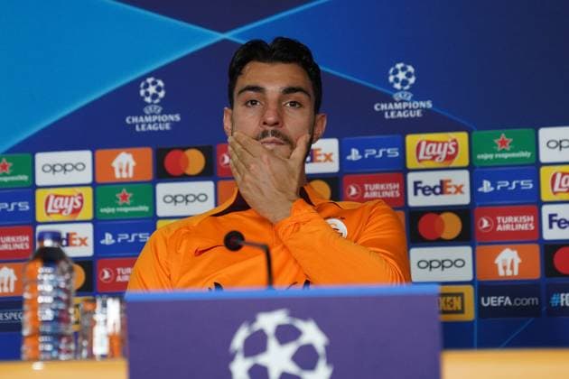 Kaan Ayhan of Galatasaray during the press conference, PK, Pressekonferenz the day before the UEFA Champions League match between Galatasaray and Bayern Munich on October 24 , 2023 at Rams Park October 23 , 2023 in Istanbul, Turkey. ( Photo by Seskimphoto ) 