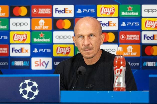 SOCCER - UEFA CL, Inter vs RBS, preview MILAN,ITALY,23.OCT.23 - SOCCER - UEFA Champions League, group stage, FC Internazionale Milano vs Red Bull Salzburg, preview, press conference, PK, Pressekonferenz RBS. Image shows head coach Gerhard Struber (RBS).  GEPAxpictures xGintarexKarpaviciute
