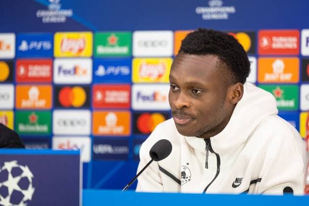 SOCCER - UEFA CL, Inter vs RBS, preview MILAN,ITALY,23.OCT.23 - SOCCER - UEFA Champions League, group stage, FC Internazionale Milano vs Red Bull Salzburg, preview, press conference, PK, Pressekonferenz RBS. Image shows Samson Baidoo (RBS).  GEPAxpictures xGintarexKarpaviciute