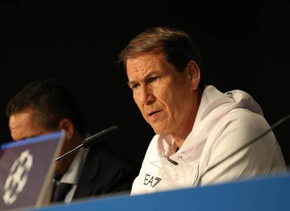 Rudi Gacia s press conference, PK, Pressekonferenz for the 2023 24 Champions League match, between the teams of Union Berlin vs SSC Napoli Berlin 23 10 2023, during the press conference of Rudi Garcia coach of SSC Napoli valid for the Champions League 2023 24, between the teams of Union Berlin vs SSC Napoli at the Olympiastadion in Berlin In picture : Rudi Garcia Head Coach of SSC Napoli Berlino Olympiastadion berlin Germania Copyright: xFABIOxSASSOxFABIOxSASSOx 2L8A3776