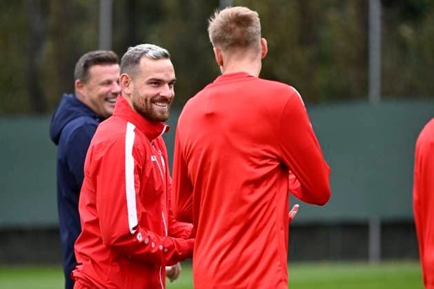 Media activities R Antwerp FC - Champions League 24 10 2023 DEURNE, BELGIUM - OCTOBER 24 : Janssen Vincent forward of Antwerp FC pictured during a training session prior to the UEFA Champions League match between Royal Antwerp FC and FC Porto on October 24, 2023 in Deurne, Belgium, 24 10 2023 Deurne Belgium  Copyright: xPeterxDexVoechtx